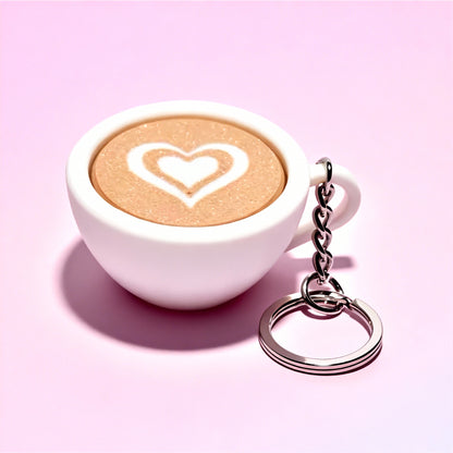 Latte & Heart Coffee Cup Keyboard Clicker Keychain