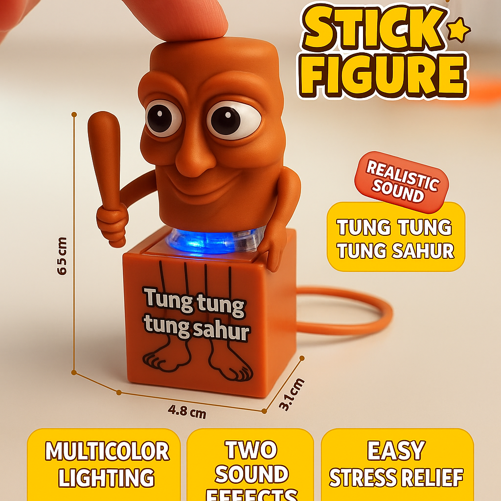 TungTungTung Shanhai Ancient Creature Figures – Stick Man & Shark Action Models, Anime-Inspired Collectible Keychain Toys