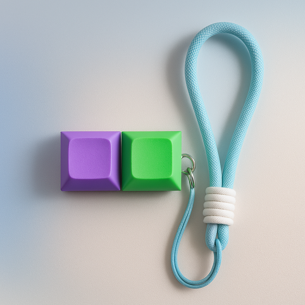 2 key keyboard keychain dsa profile green purple