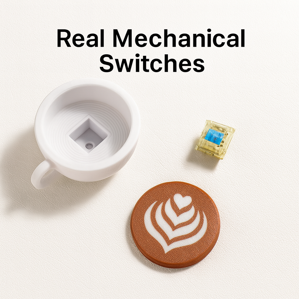 Latte & Heart Coffee Cup Keyboard Clicker Keychain