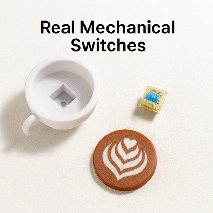 Latte & Heart Coffee Cup Keyboard Clicker Keychain