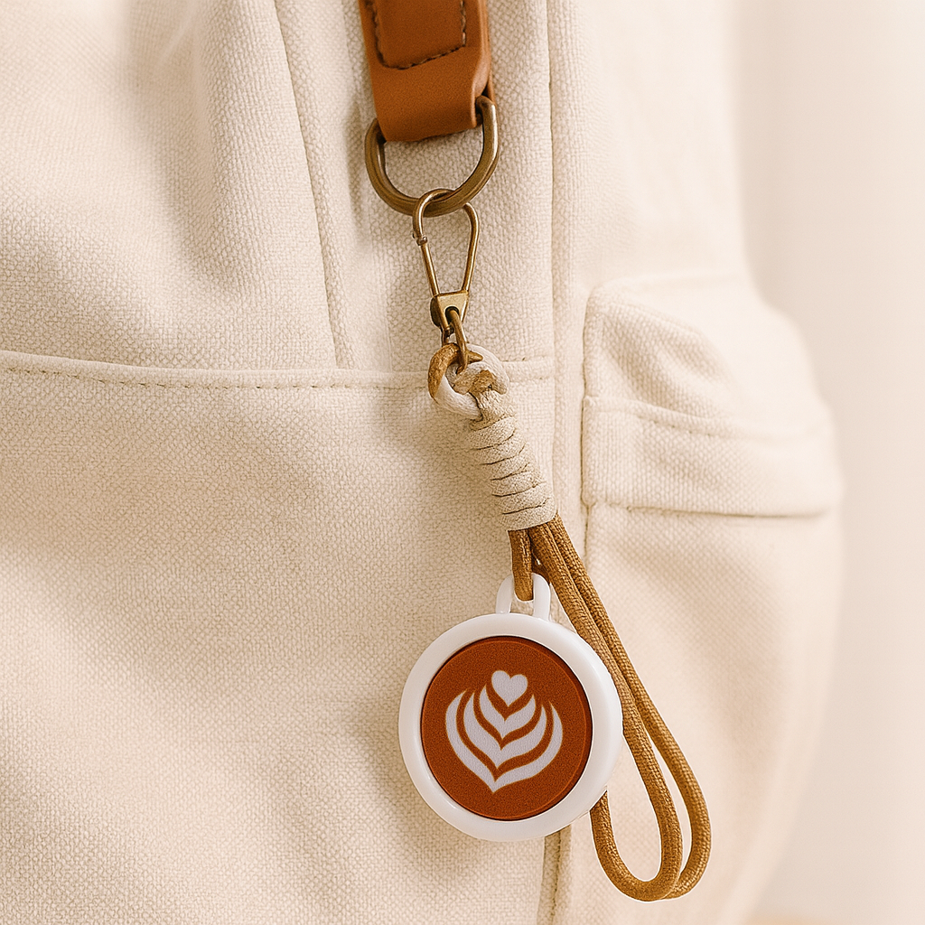 Latte & Heart Coffee Cup Keyboard Clicker Keychain