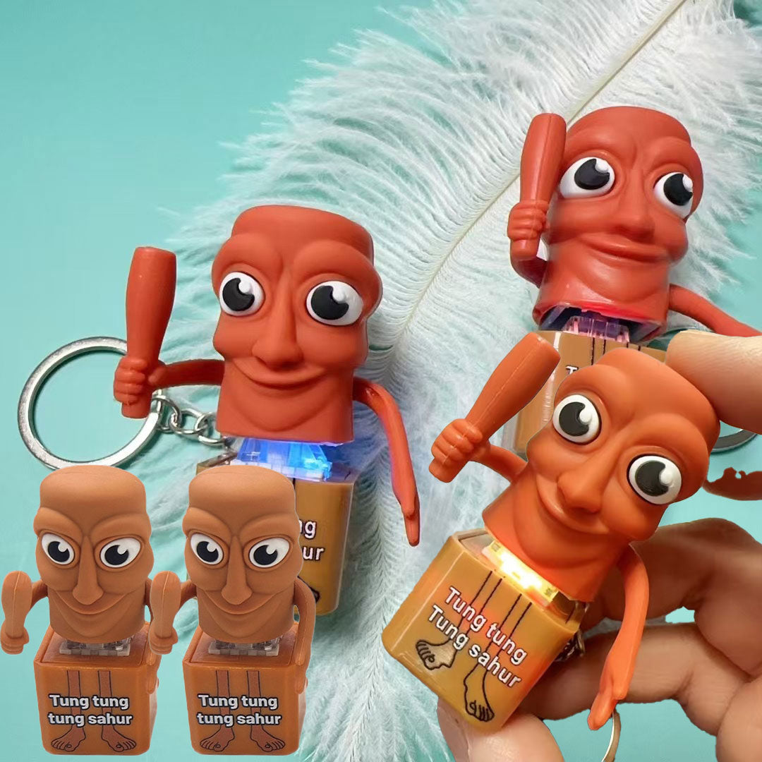 TungTungTung Shanhai Ancient Creature Figures – Stick Man & Shark Action Models, Anime-Inspired Collectible Keychain Toys