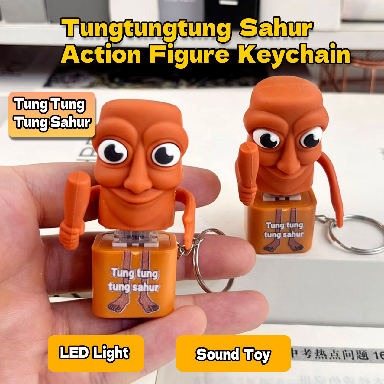 TungTungTung Shanhai Ancient Creature Figures – Stick Man & Shark Action Models, Anime-Inspired Collectible Keychain Toys