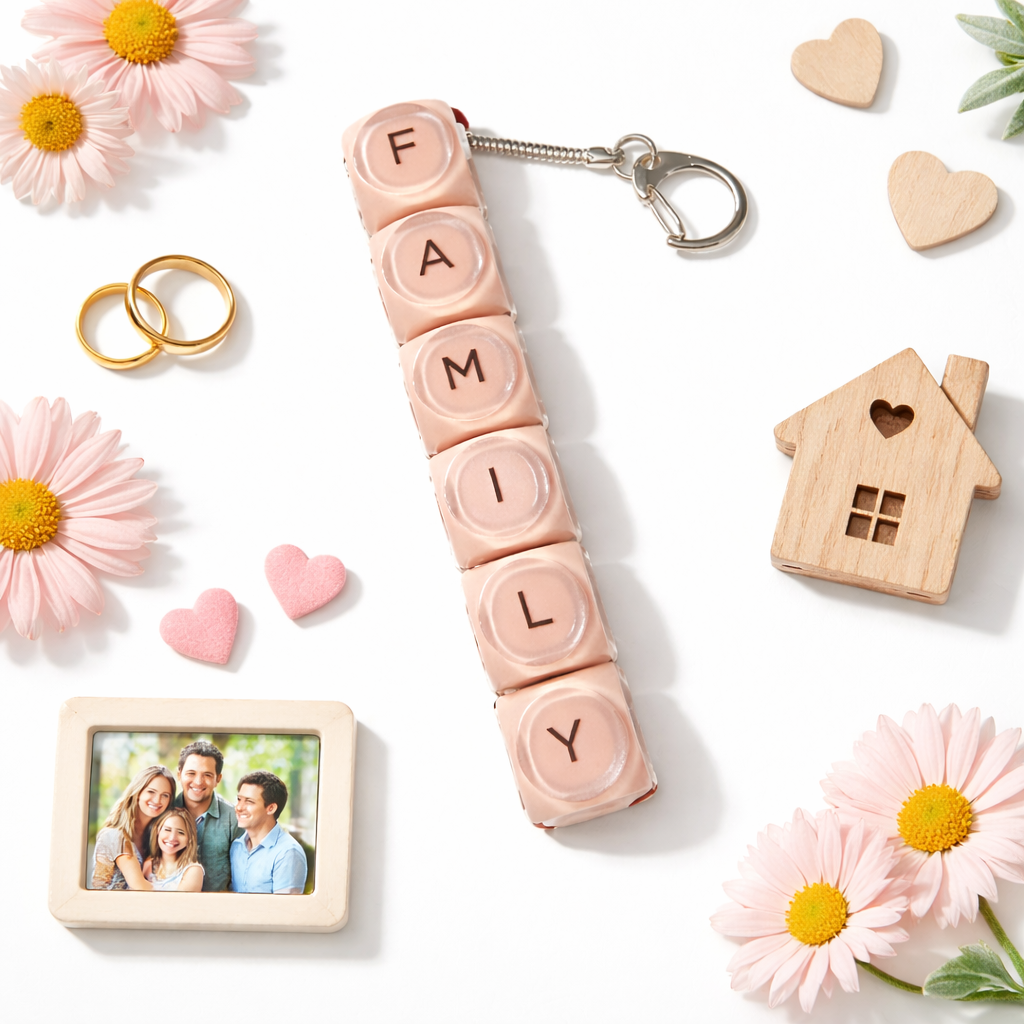 Custom 4, 5, 6 Key Letter Keyboard Fidget Keychain