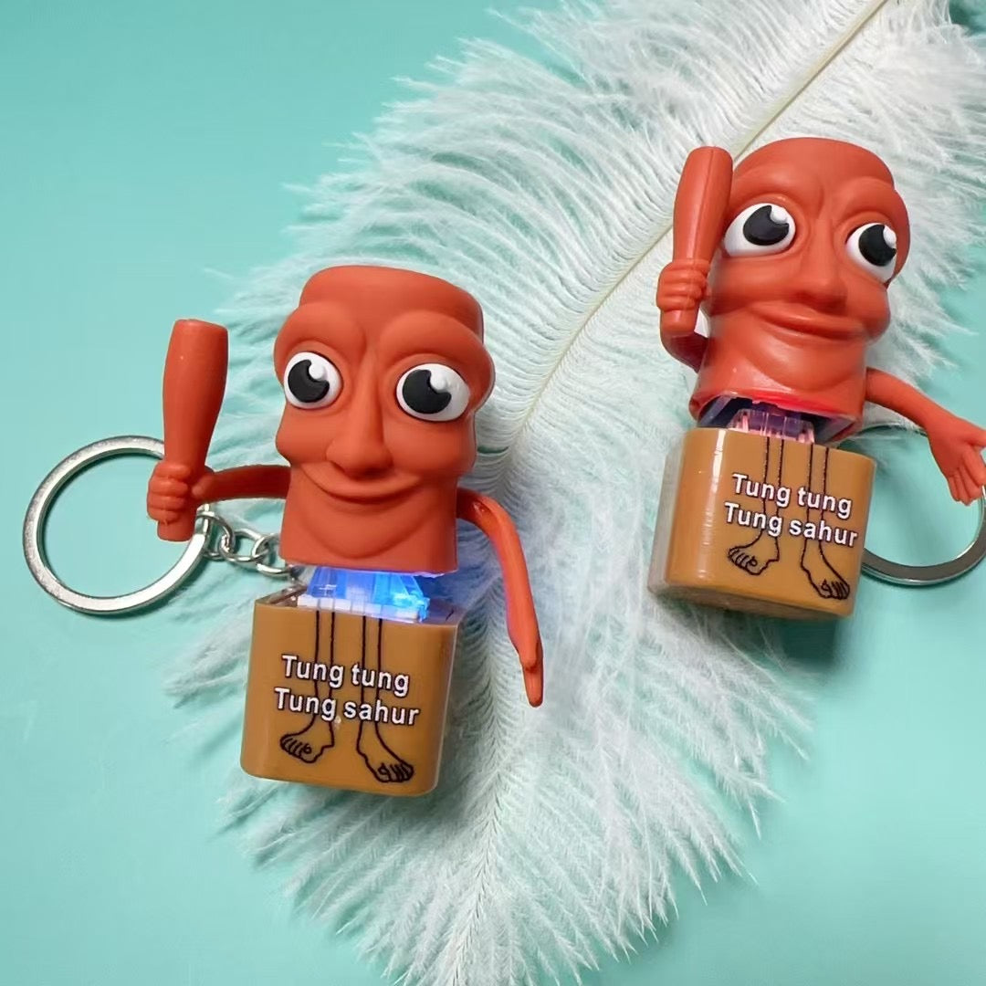 TungTungTung Shanhai Ancient Creature Figures – Stick Man & Shark Action Models, Anime-Inspired Collectible Keychain Toys