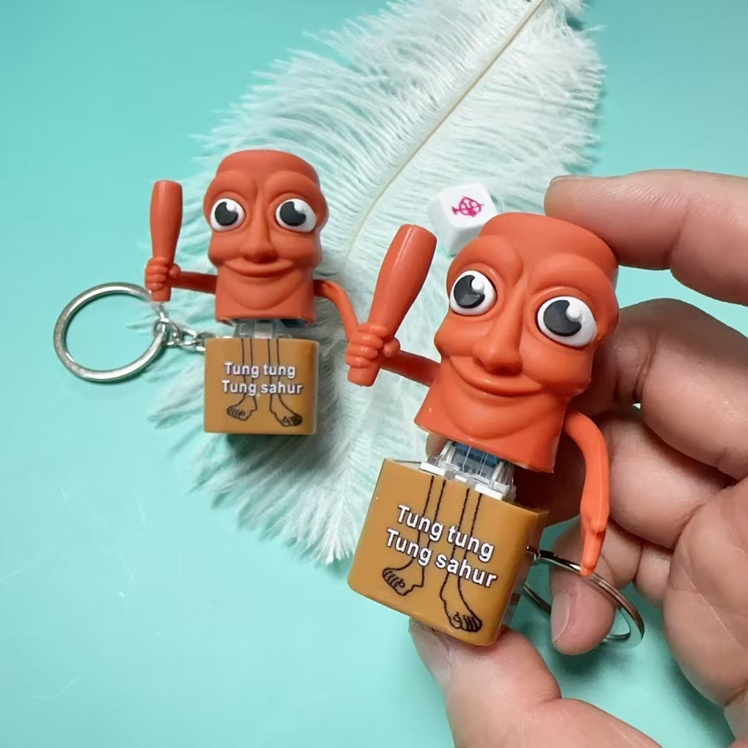 TungTungTung Shanhai Ancient Creature Figures – Stick Man & Shark Action Models, Anime-Inspired Collectible Keychain Toys