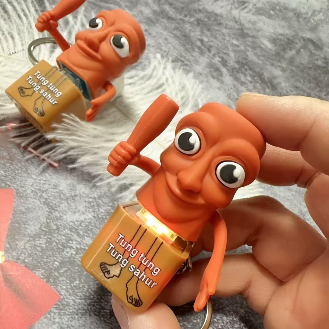 TungTungTung Shanhai Ancient Creature Figures – Stick Man & Shark Action Models, Anime-Inspired Collectible Keychain Toys