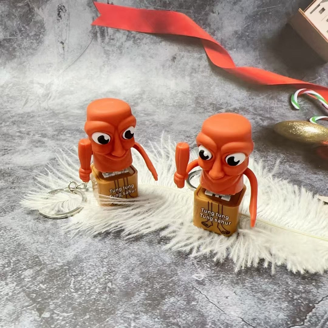 TungTungTung Shanhai Ancient Creature Figures – Stick Man & Shark Action Models, Anime-Inspired Collectible Keychain Toys