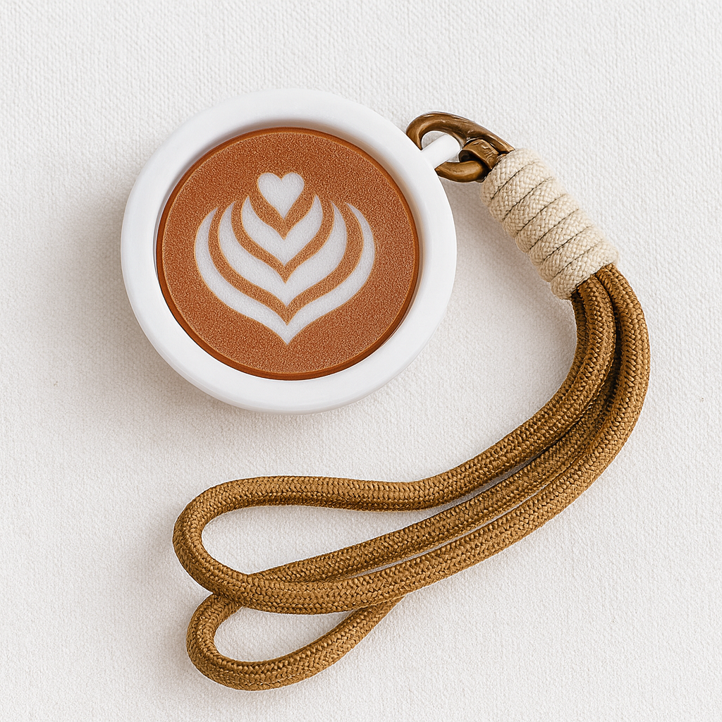 Latte & Heart Coffee Cup Keyboard Clicker Keychain