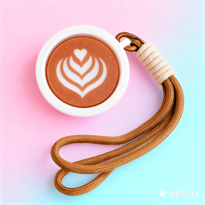Latte & Heart Coffee Cup Keyboard Clicker Keychain
