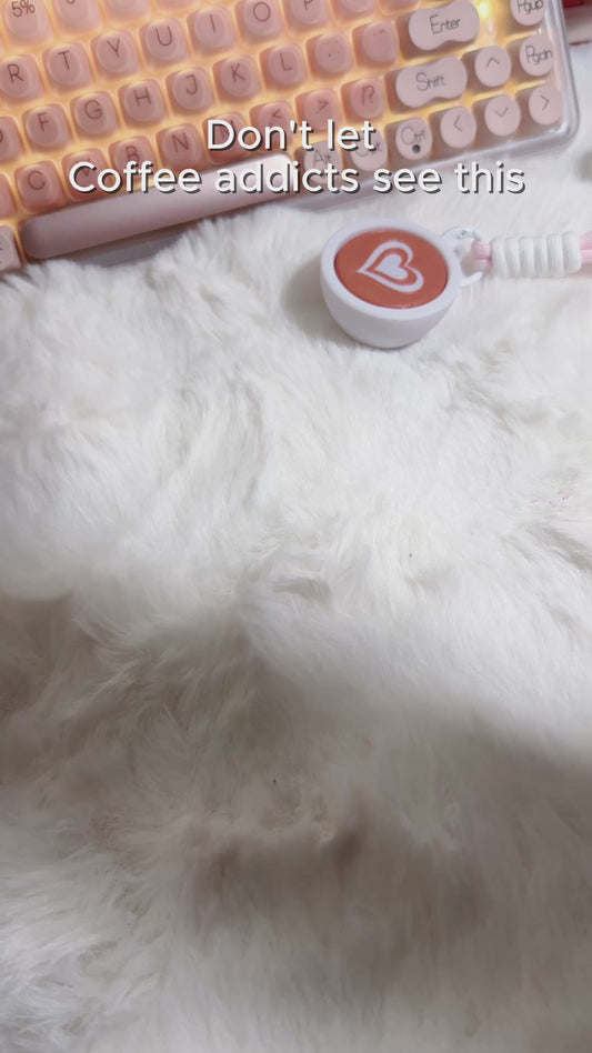 Latte & Heart Coffee Cup Keyboard Clicker Keychain